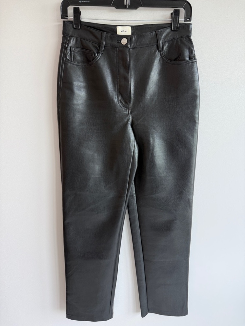 Wilfred Black Straight Leg Vegan Leather Pants
